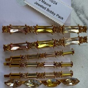 Anthropologie hair accessories barrette clips set NEW rhinestone jewels 💛🩷